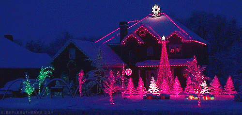 House with color changing christmas lights