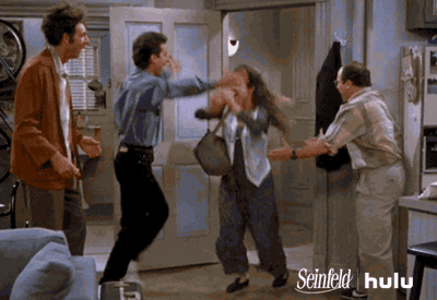 TV show Seinfeld characters hug 