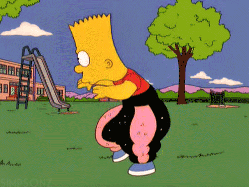 Bart Simpson dances wearing MC Hammer pants