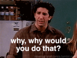 ross from friends saying why would you do that