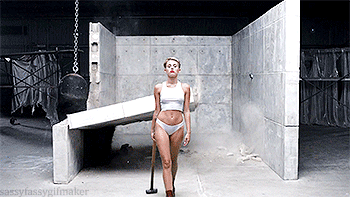 this gif has everything: miley cyrus, wrecking ball, gif maker