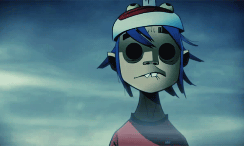 this gif has everything: music, anime, 2d, gorillaz!