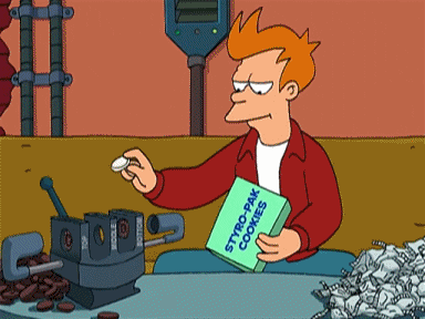 this gif has everything: loop, cartoon, eating, futurama!