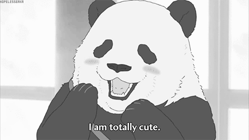 kawaii bw sweet lovely panda cutie blush animated  gif