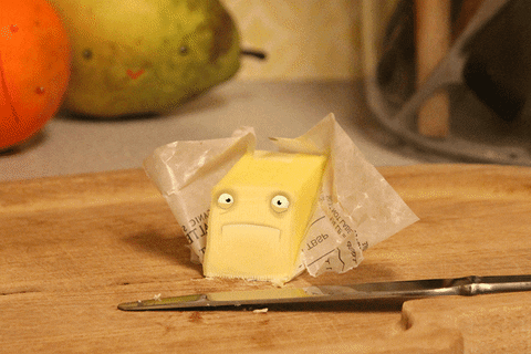 animated butter scared to be cut