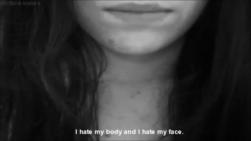 sad text lips perfection teeth no face self hate ugly face