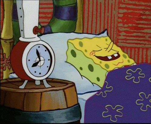 Animated TV show character, Spongebob Squarepants, sleeping