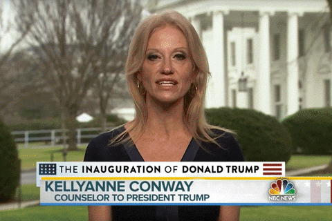 Kellyanne Conway morphing in to a robot skull
