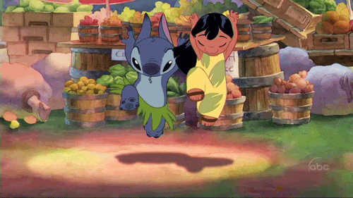 this gif has everything: dancing, stitch, lilo and stitch, steve