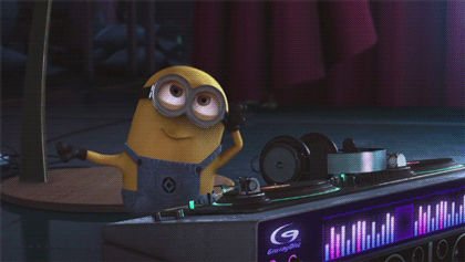 this gif has everything: dj, minions, despicable me, minion!
