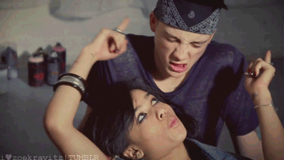 this gif has everything: zoe kravitz, ash stymest!