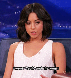 this gif has everything: tv, conan, aubrey plaza, i love her!
