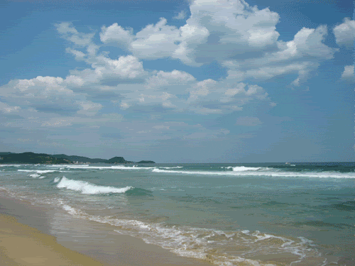 beach blue sky blue water animated GIF