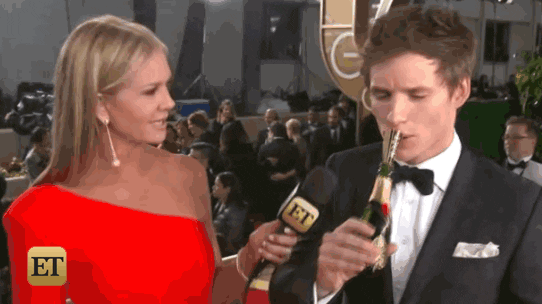 Eddie Redmayne Drinking GIF by Entertainment Tonight - Find & Share on GIPHY