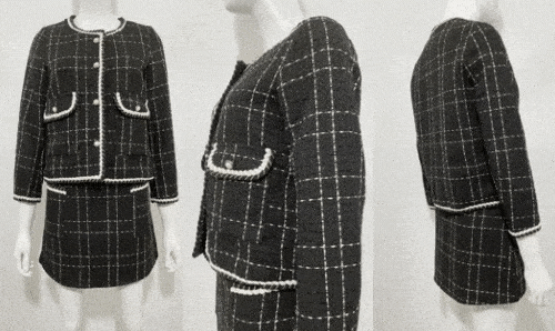Kawaii Tweed Jacket and Skirt Set Gif