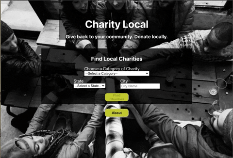 gif of going to About page from landing page