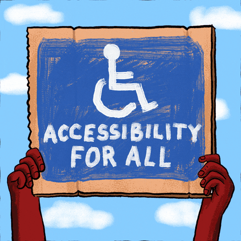 Una pancarta con el pictograma de discapacidad que dice accesibilidad universal 