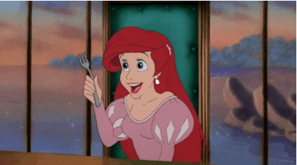gif of little mermaid combing her hair with a fork
