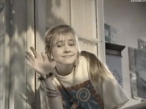 Gif of Melissa Joan Hart from Clarissa Explains It All, waving goodbye

used to illustrate review of See Ya Later by Katy Hurt
