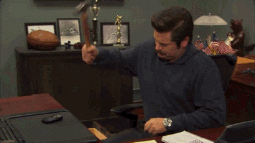 Smashing Ron Swanson GIF - Find & Share on GIPHY