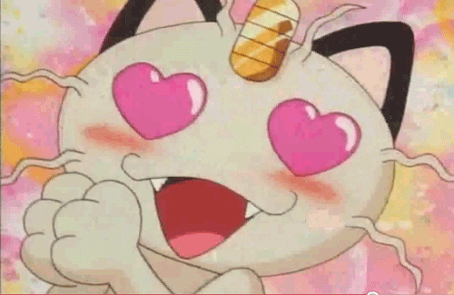 pokemon adorable hearts meowth dorky