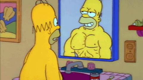 Image result for homer simpson flexing in mirror"