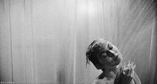 shower black and white horror retro 60s
