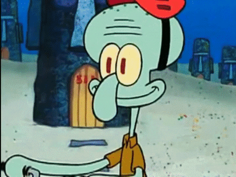 Cartoon character Squidward going through daily routine