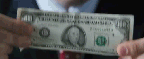 A gif from the Wolf of Wall Street. It shows him displaying a $100 bill and throwing it in the trash.