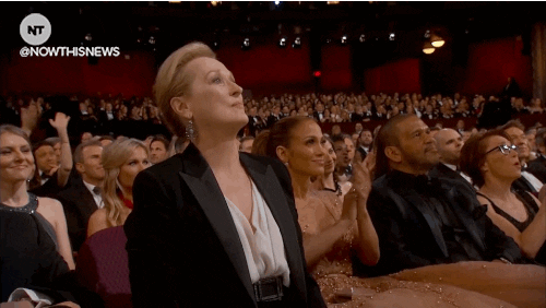 Meryle Streep & Jennifer Lopez cheering