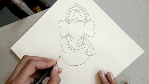 Free Vector | Hand draw sketch lord ganesh chaturthi beautiful holiday card  background