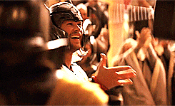 A GIF of Thor being celebrated.