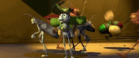 a bug's life scene with bugs walking