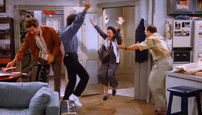 excited seinfeld happy dance exciting celebrate