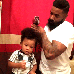 hair father son blow dry black men