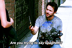 Are you trying to say spaghetti? charlie kelly dee reynolds gif