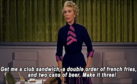 Woman demanding a meal from a colleague. Woman demanding a meal from a colleague.
