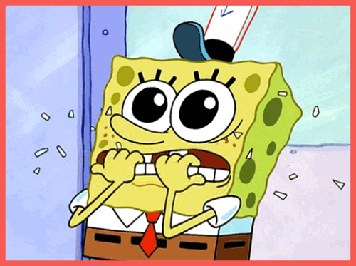 Spongebob gif: Spongebob biting his nails nervously