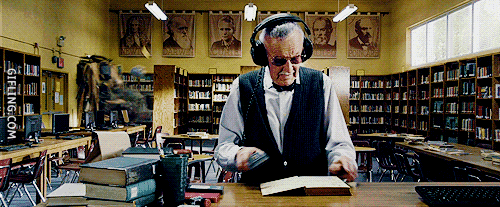 Stan Lee in the library.