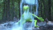 Kermit the Frog getting doused gif