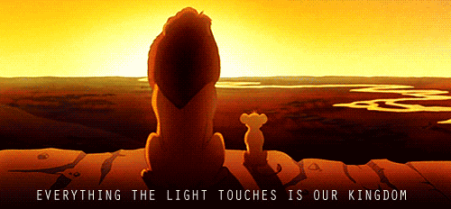 Lion King scene where Simba and his father are at a peak of a mountain overlooking their kingdom