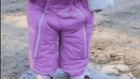 First time walking on ice gif