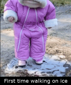 First time walking on ice in funny gifs