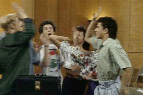 gif saved by the bell high five group
