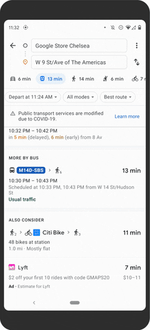 Google Maps transit crowdedness predictions