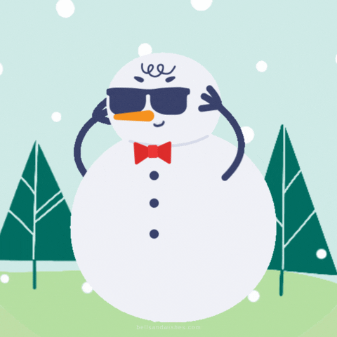 A snowman with sunglasses dancing