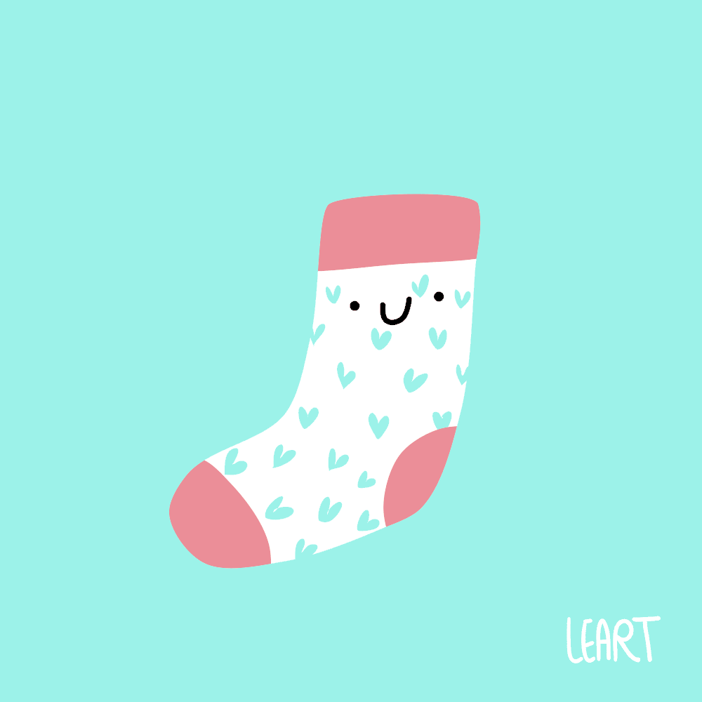 gif of a swinging sock with candy canes popping up from the top of the scok.