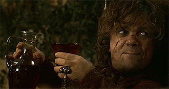 Gif of Tyrion Lannister drinking wine.