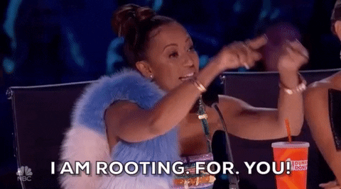 A GIF of America's Got Talent judge Mel B saying "I am rooting for you"