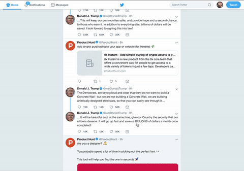 Twitter scrolling without scroll-snap